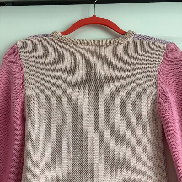LoveShackFancy Girl’s Colorblock Knit Sweater Star Pink Sz 8-9Y Pastel Purple - Picture 6 of 15